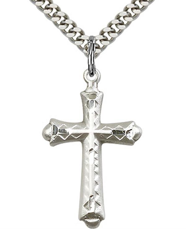 Cross Necklace in Fine Pewter, 1", Your Choice of Chain, # 3551