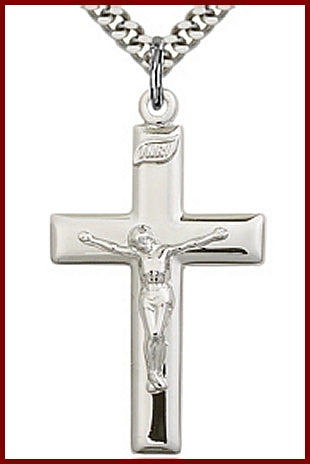 1-3/8 Crucifix in Sterling Silver,Your Choice of Chain, # 3563
