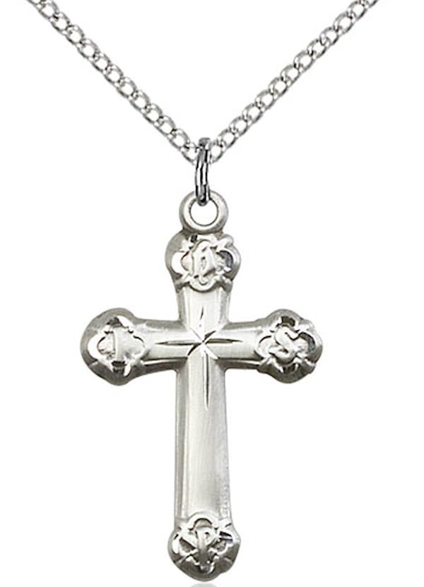Cross Necklace in Fine Pewter, 15/16", Your Choice of Chain, # 3564