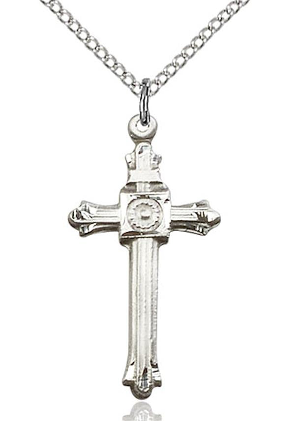 Cross Necklace in Fine Pewter, 1-1/16", Your Choice of Chain, # 3566