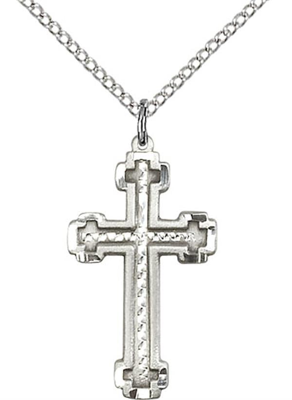 Cross Necklace in Fine Pewter, 1", Your Choice of Chain, # 3569