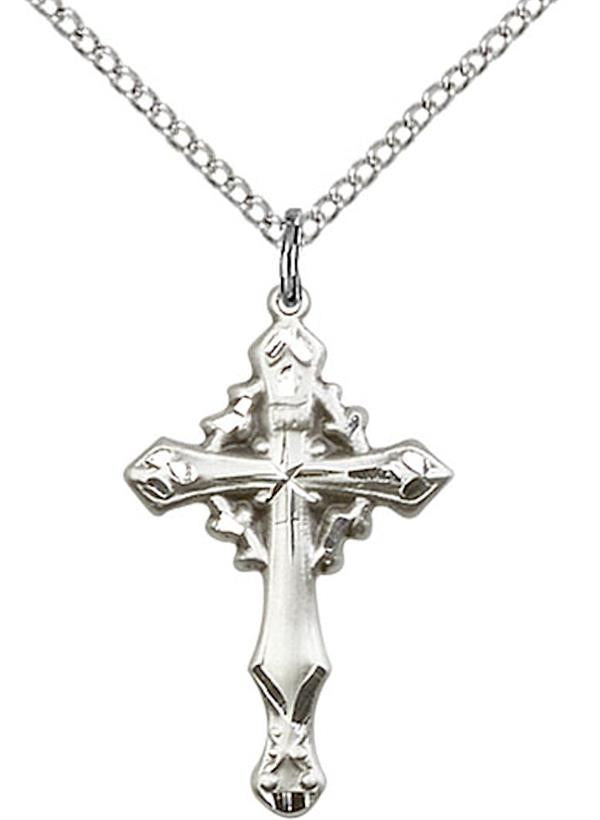 Cross Necklace in Fine Pewter, 1", Your Choice of Chain, # 3570