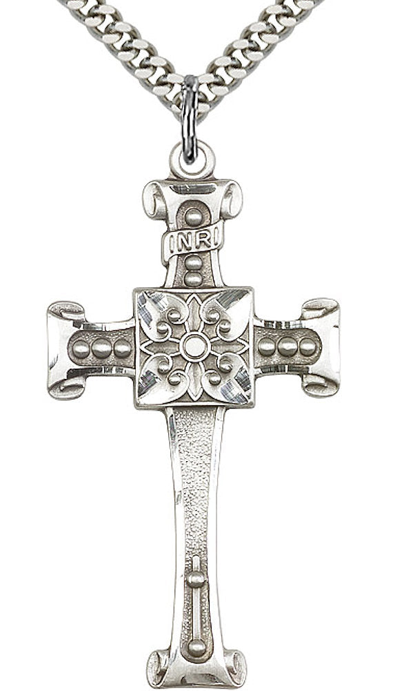 Cross Necklace in Fine Pewter, 1-5/8", Your Choice of Chain, # 3577