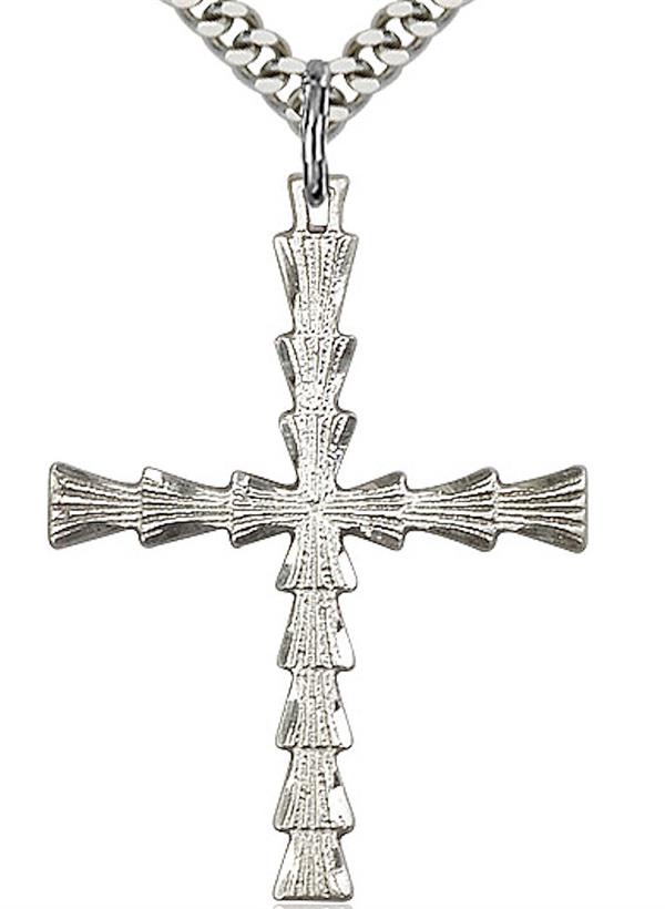 Cross Necklace in Fine Pewter, 1-1/4", Your Choice of Chain, # 3581