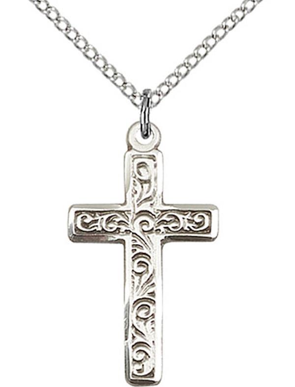 Cross Necklace in Fine Pewter, 7/8", Your Choice of Chain, # 3584