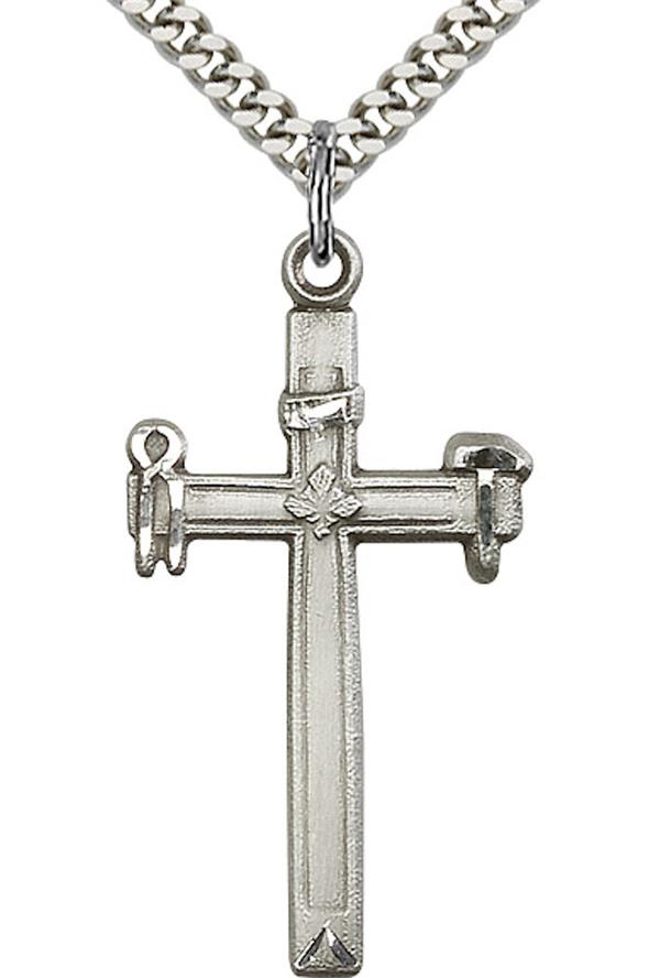 Carpenter Cross Necklace in Fine Pewter, 1-1/4", Your Choice of Chain, # 3590
