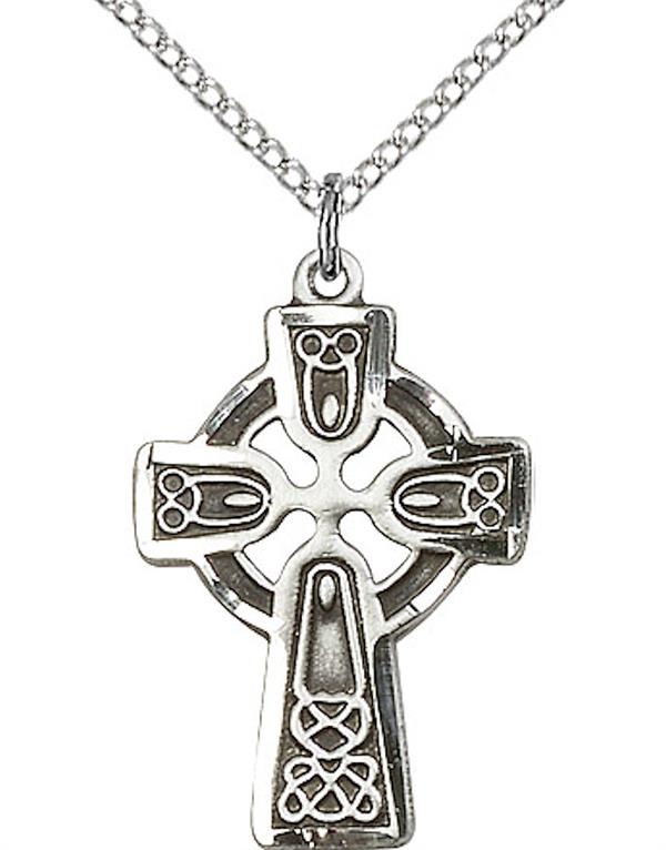 Celtic Cross Necklace in Fine Pewter, 15/16", Your Choice of Chain.