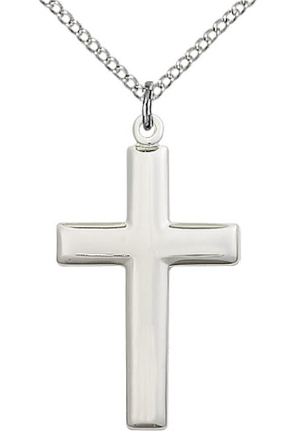 Cross Necklace in Fine Pewter, 1-1/16", Your Choice of Chain, # 3597