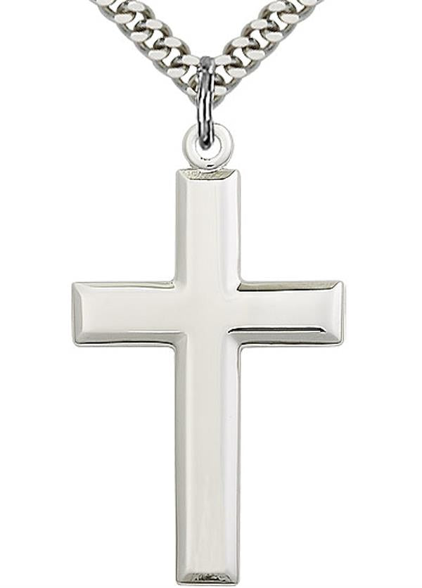 Cross Necklace in Fine Pewter, 1-1/4", Your Choice of Chain, # 3598