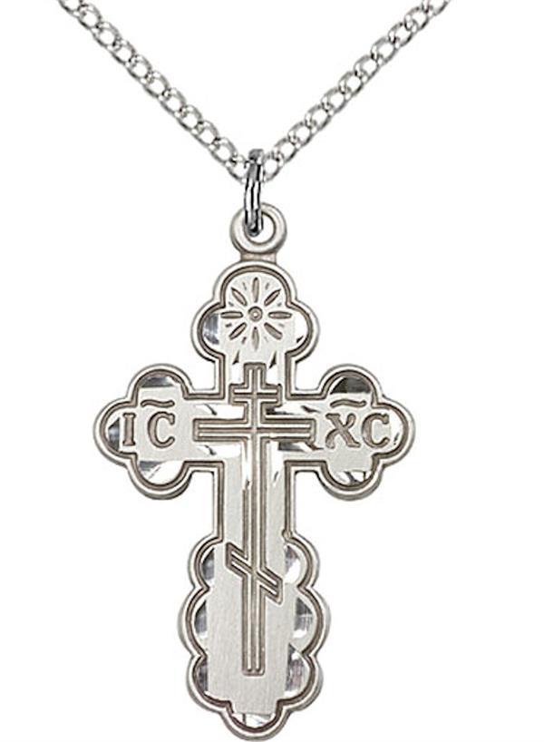 St. Olga Cross Necklace in Fine Pewter, 1", Your Choice of Chain, # 3603