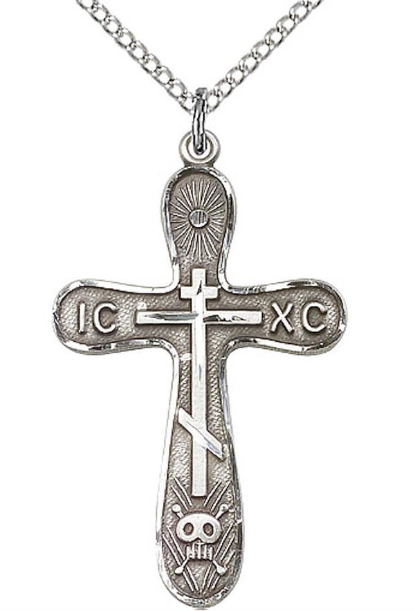 Golgotha Cross Necklace in Fine Pewter, 1-1/4", Your Choice of Chain, # 3617
