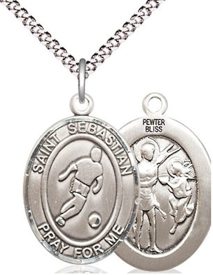 Soccer / St. Sebastian Medal in Fine Pewter, 3/4", Your Choice of Chain # 17451