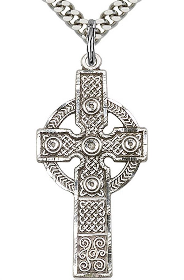 Kilklispeen Cross Necklace in Fine Pewter, 1-1/4", Your Choice of Chain, # 3633
