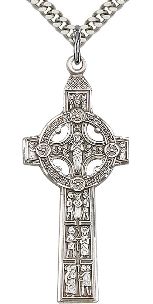 criptures Cross Necklace in Fine Pewter, 1-1/8", Your Choice of Chain, # 3638