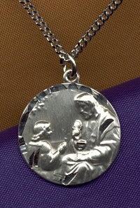 Christ First Communion Medal in Sterling measures 11/16" across, your Choice of Chain # 3655