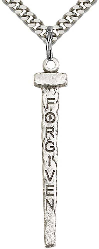 Forgiven Cross Necklace in Fine Pewter, 1-3/8", Your Choice of Chain, # 3673