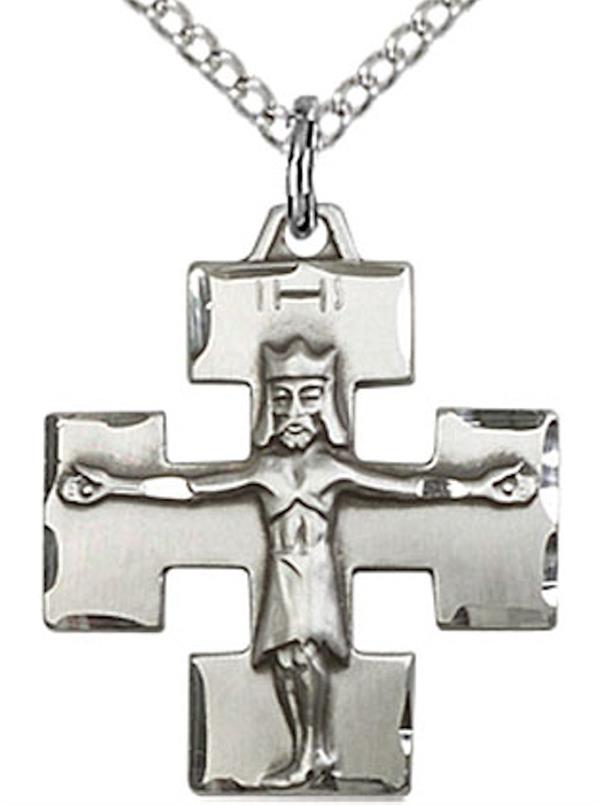 Modern Cross Necklace in Fine Pewter, 3/4", Your Choice of Chain, # 3682
