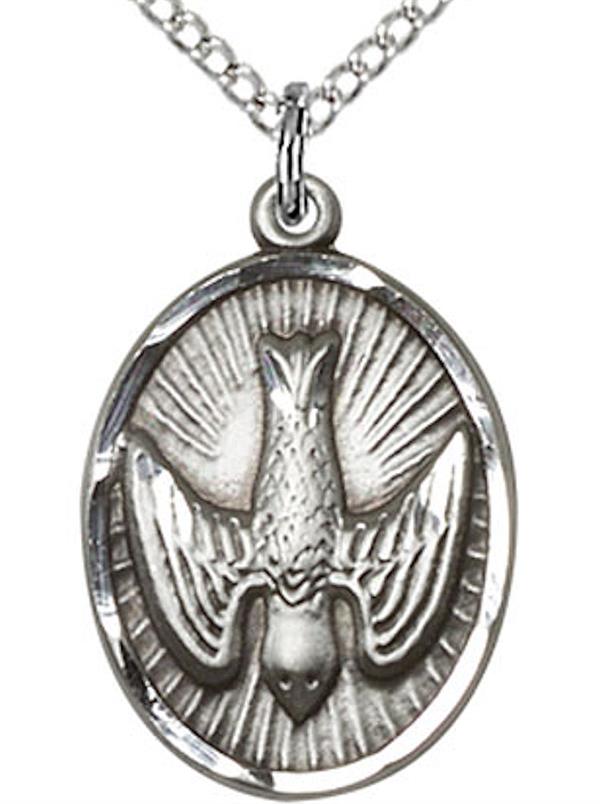 val Dove / Holy Spirit Necklace in Fine Pewter, 3/4", Your Choice of Chain, # 3687