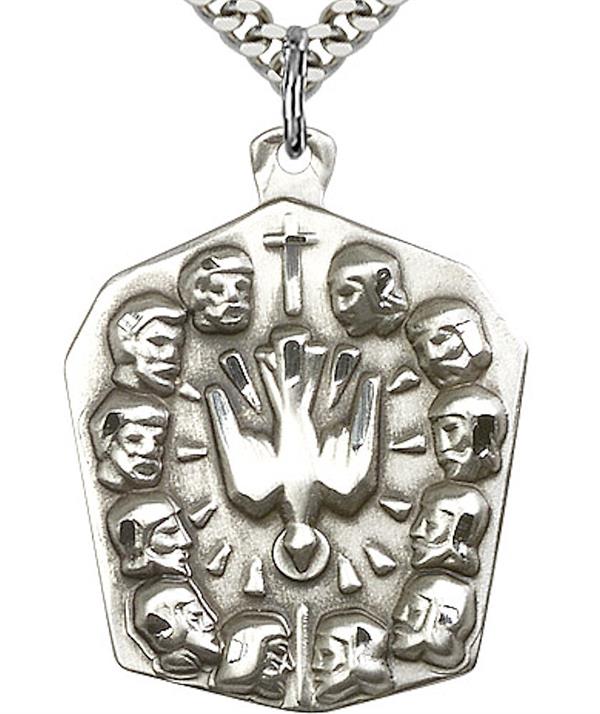 12 Apostles Necklace in Fine Pewter, 1-1/8" tall, Your Choice of Chain, # 3689
