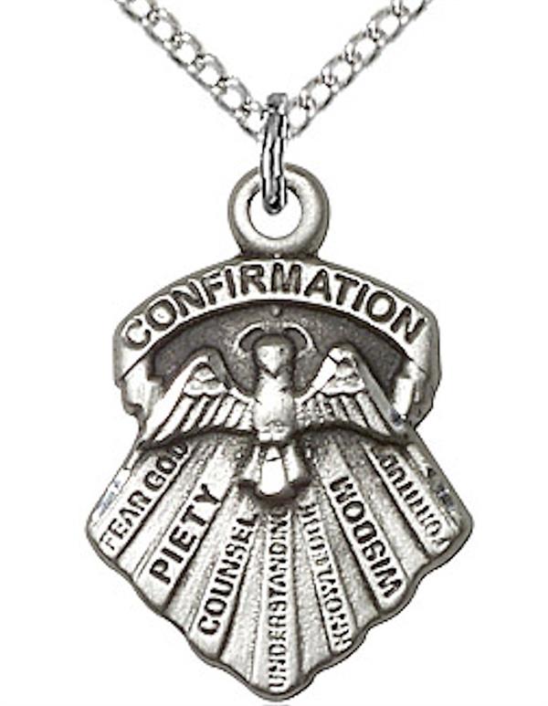 Seven Gifts Necklace in Fine Pewter, 11/16", Your Choice of Chain, # 3692