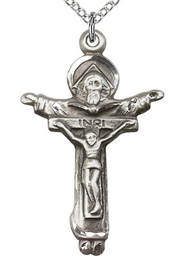 Trinity Cross Necklace in Fine Pewter, 1-1/4", Your Choice of Chain, # 3694
