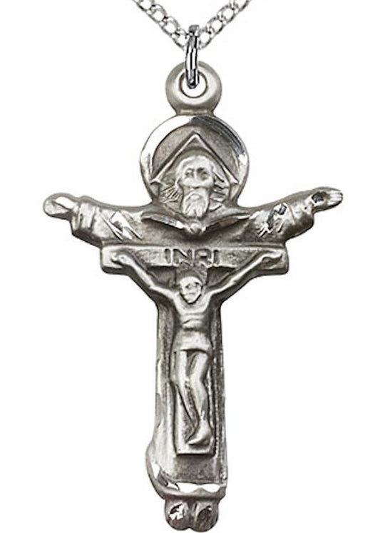 Trinity Cross Necklace in Fine Pewter, 1-1/4", Your Choice of Chain, # 3694