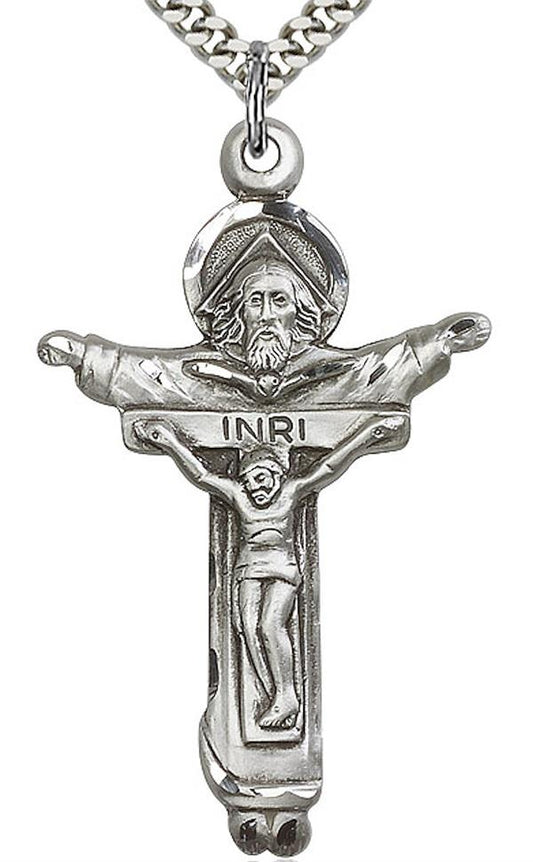 Trinity Cross Necklace in Fine Pewter, 1-5/8", Your Choice of Chain, # 3696