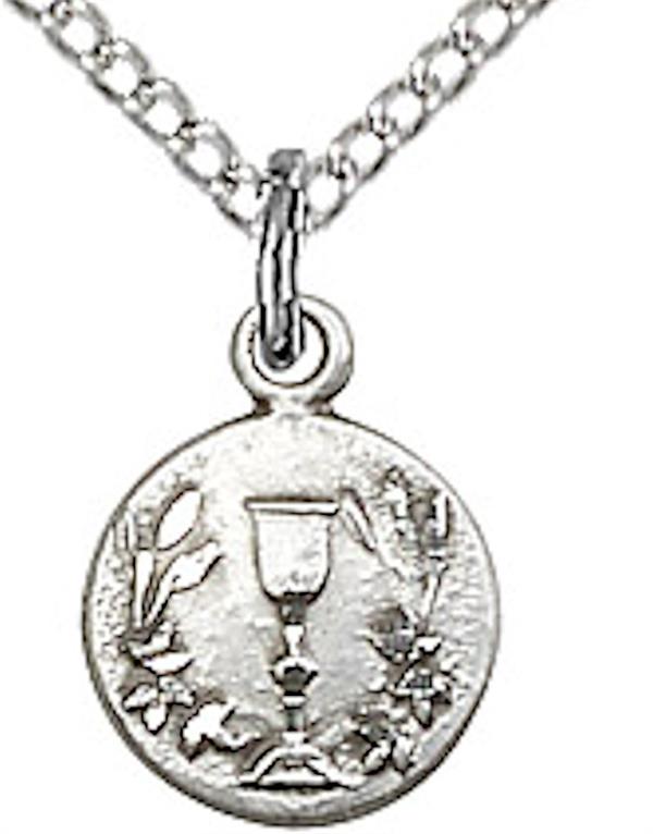 First Communion Necklace in Fine Pewter, 3/8", Your Choice of Chain, # 3712