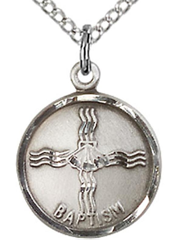 Baptism Necklace in Fine Pewter, 1/2", Your Choice of Chain, # 3763