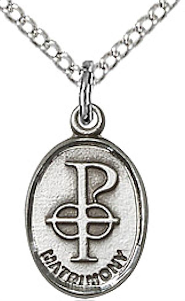 Matrimony Necklace in Fine Pewter, 1/2" tall, Your Choice of Chain, # 3773