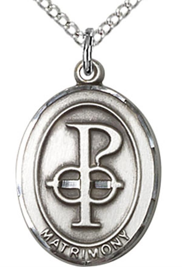 Matrimony Necklace in Fine Pewter, 3/4" tall, Your Choice of Chain, # 3781