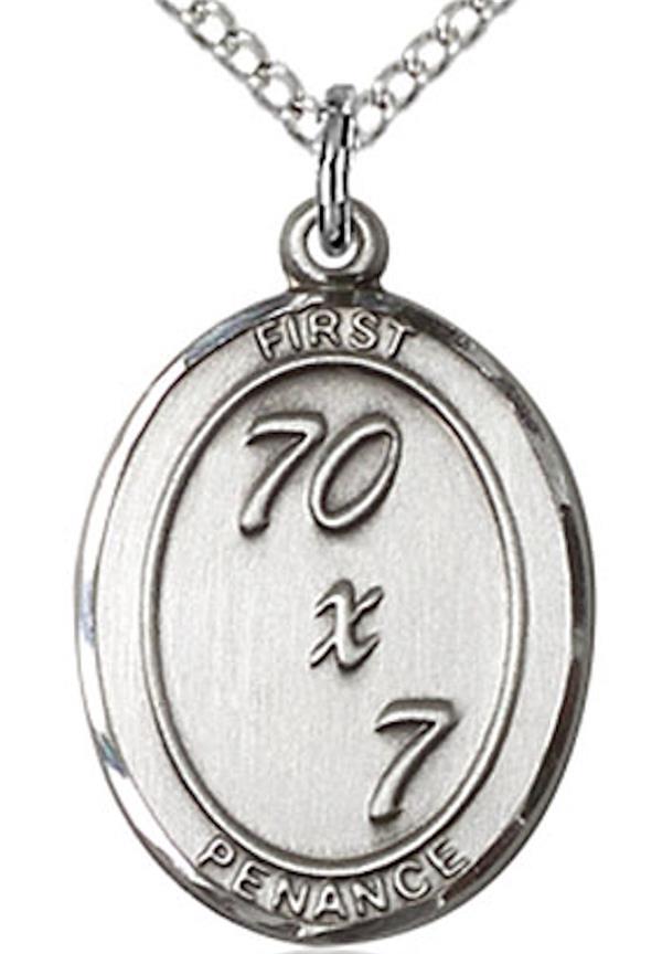 First Penance Necklace in Fine Pewter, 3/4" tall, Your Choice of Chain, # 3787