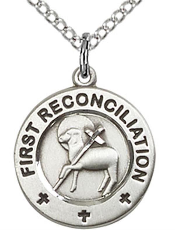 First Reconciliation Necklace in Fine Pewter, 9/16", Your Choice of Chain, # 3788