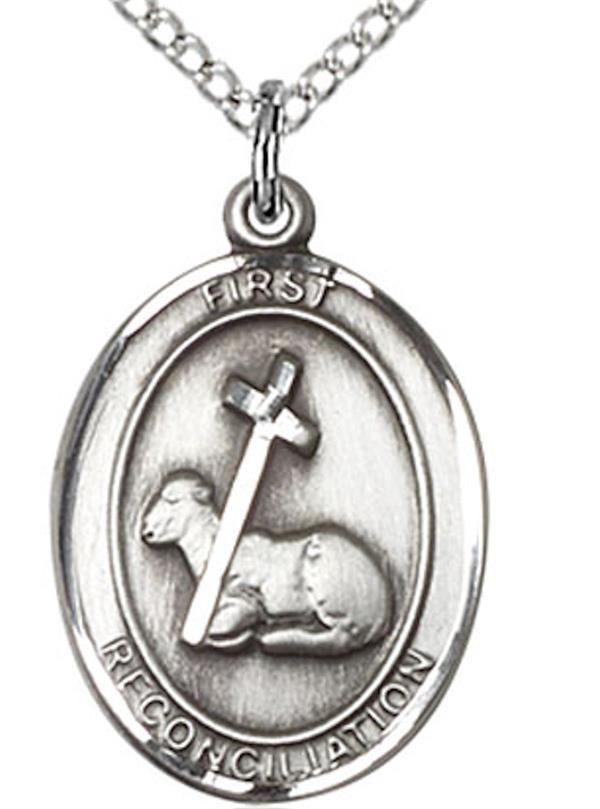 First Reconciliation Necklace in Fine Pewter, 3/4" tall, Your Choice of Chain, # 3791