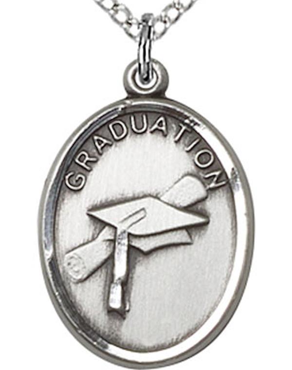Graduation Necklace in Fine Pewter, 3/4", Your Choice of Chain, # 3796