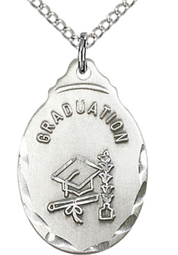 Graduation Necklace in Fine Pewter, 13/16" tall, Your Choice of Chain, # 3797