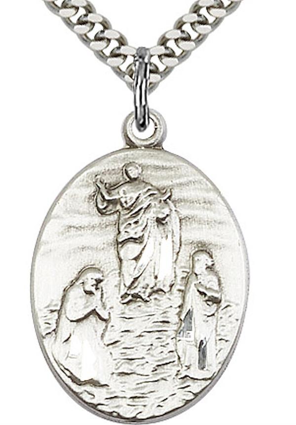 Transfiguration Medal Necklace in Fine Pewter, 15/16", Your Choice of Chain, # 3803