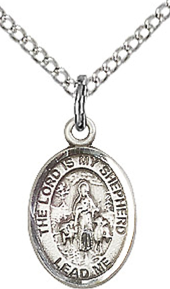 The Lord is My Shepherd Medal Necklace in Fine Pewter, 1/2", Your Choice of Chain, # 3809
