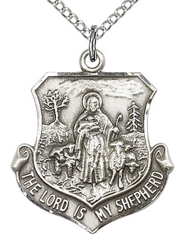 The Lord is My Shepherd Medal Necklace in Fine Pewter, 3/4", Your Choice of Chain, # 3812