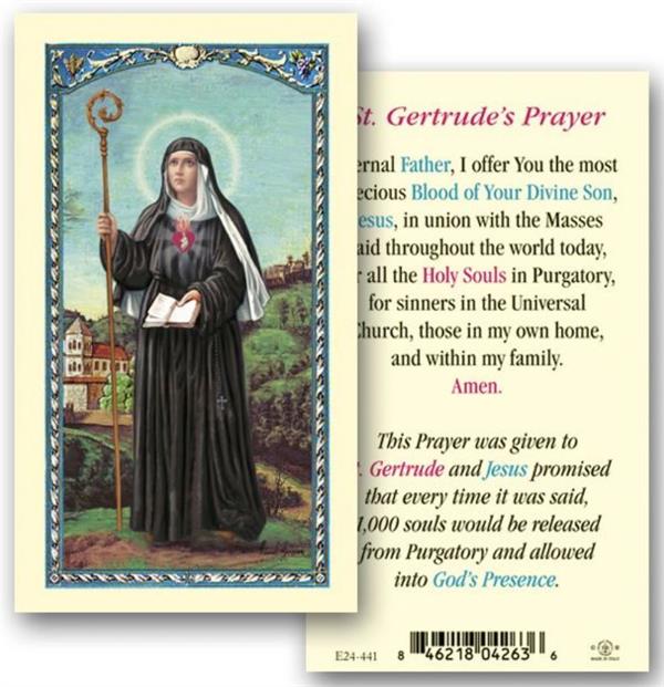 St. Gertrude Laminated Holy Card, # 3848