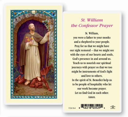 St. William the Confessor Prayer Laminated Holy Card, # 3937