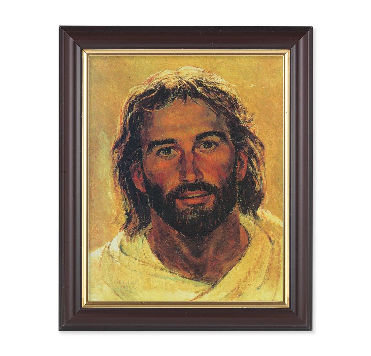 Hook: Head of Christ, 10"x12", Classic Fluted Walnut Finished Frame, Italian Print Under Glass # 26189