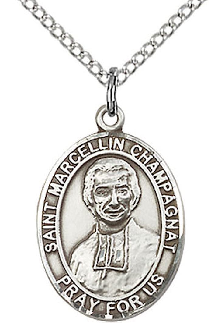 St. Marcellin Champagnat Medal in Fine Pewter, 3/4" tall, Your Choice of Chain # 17137