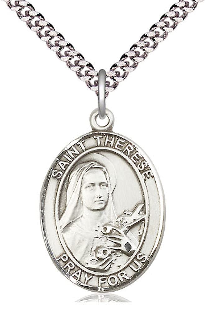 St. Therese of Lisieux Medal in Fine Pewter, 1" tall, Your Choice of Chain, # 5594