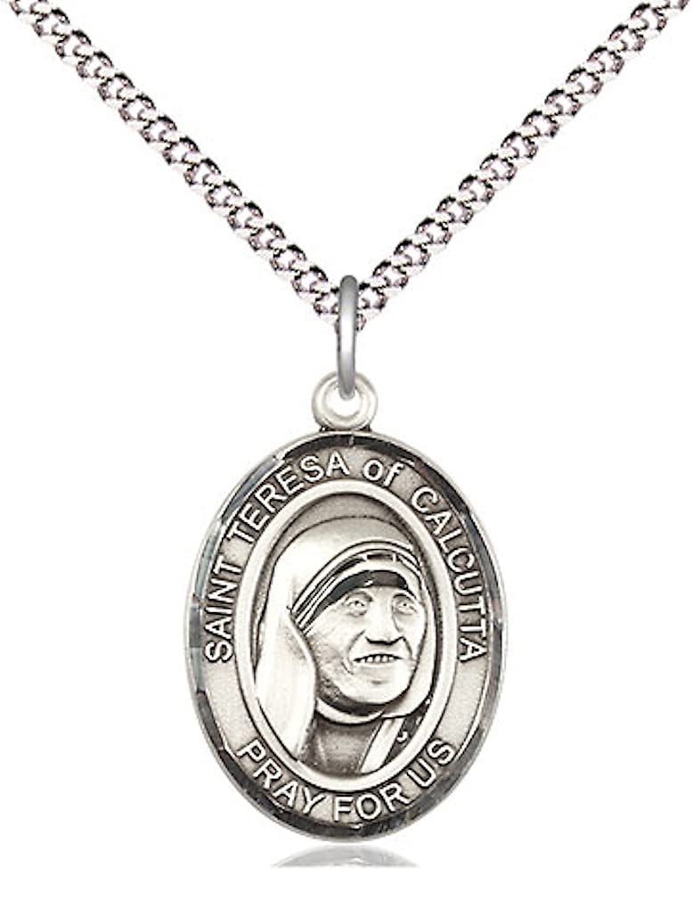 St. Teresa of Calcutta Medal in Fine Pewter, 3/4" tall, Your Choice of Chain, # 5688