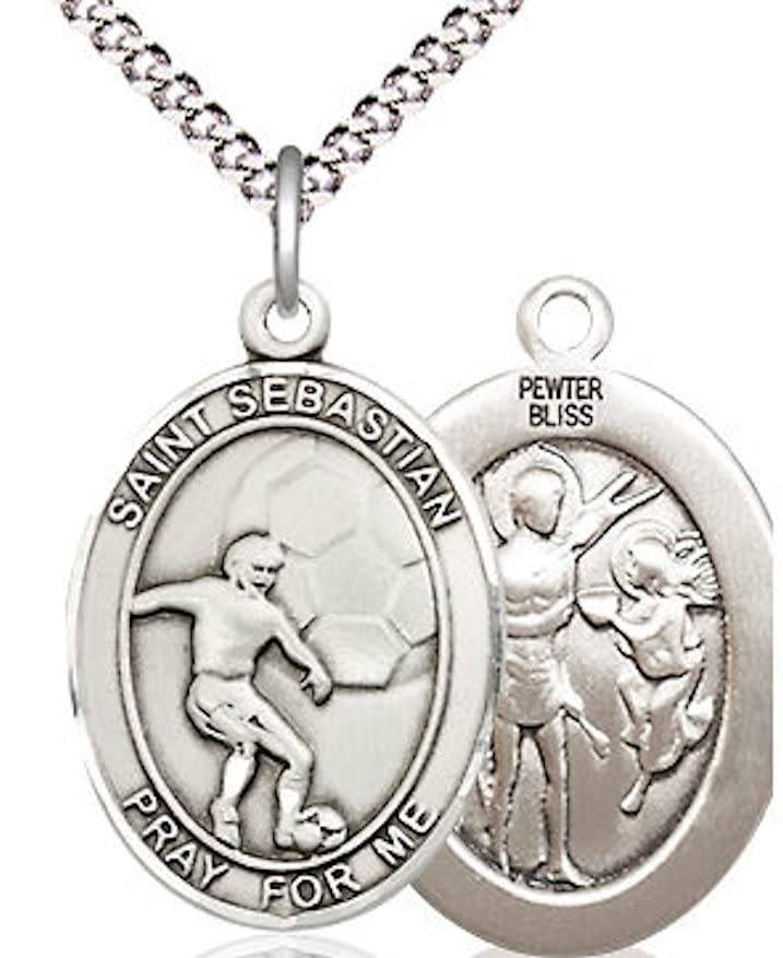 Soccer / St. Sebastian Medal in Fine Pewter, 3/4", Your Choice of Chain # 17541