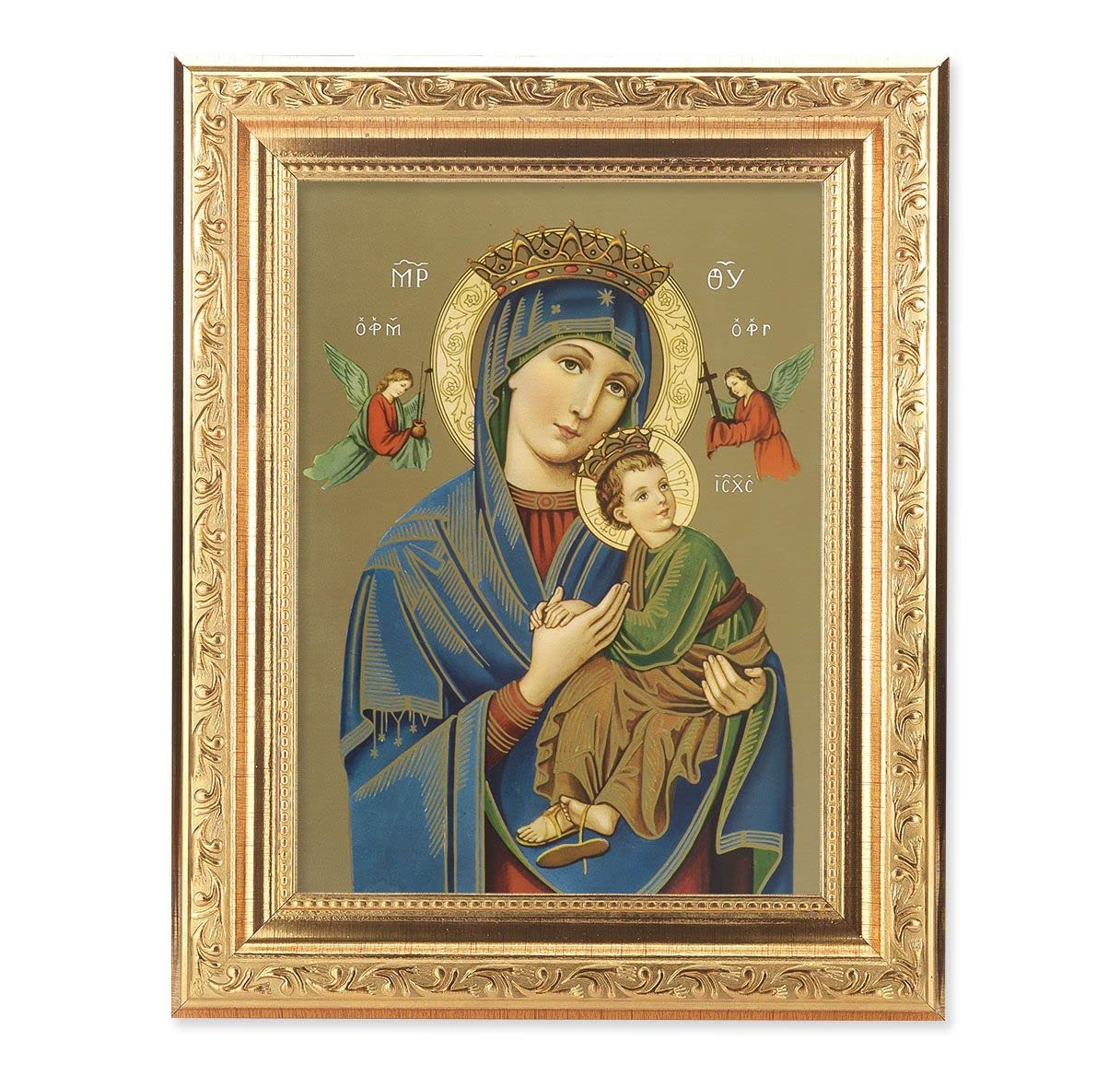 Our Lady of Perpetual Help Picture, 8-1/4"x10-1/4 Gold-Leaf Finish Acanthus Leaf Detail Under Glass # 27690