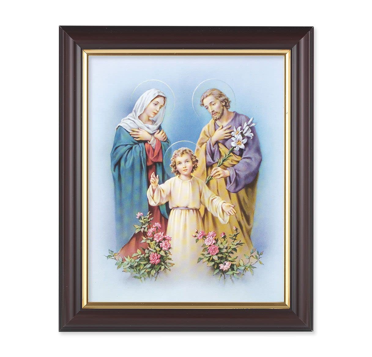 Holy Family, 10"x12", Classic Fluted Walnut Finished Frame, Italian Print Under Glass # 26291