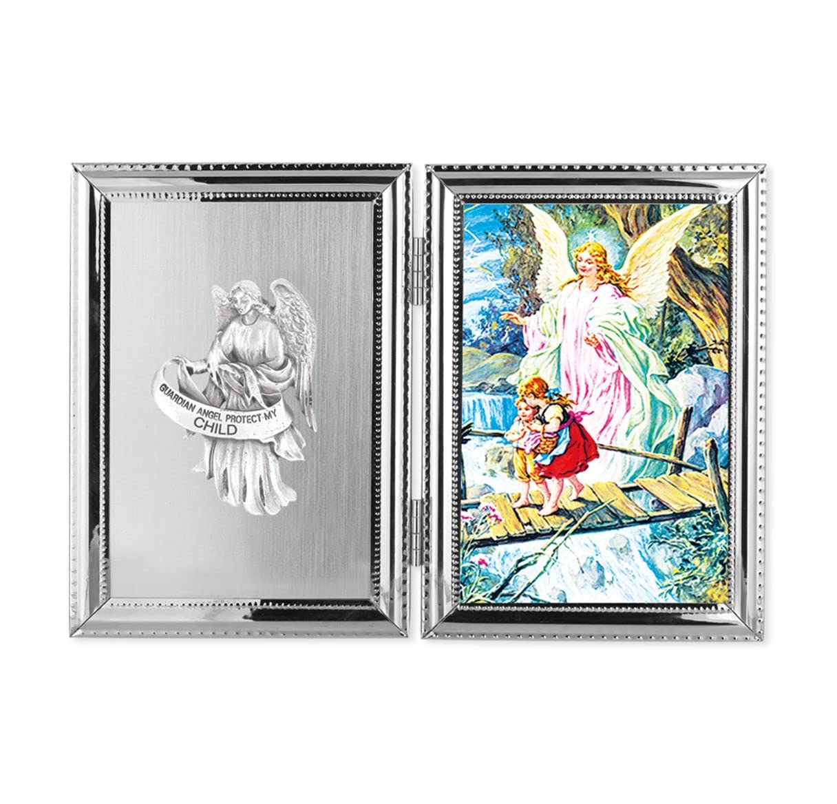 Guardian Angel Folding Silver Plate 10.5"x7" Photo Frame # 29802