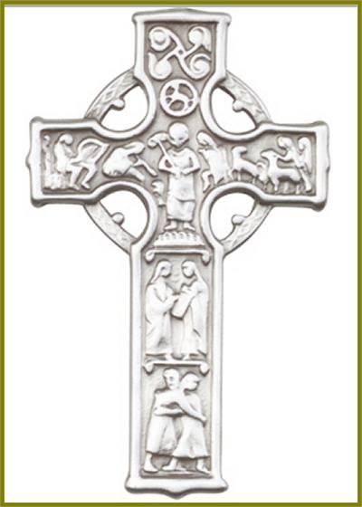 Visor Clip, Silver Oxide Finish, Celtic Cross, 2" tall, # 41379
